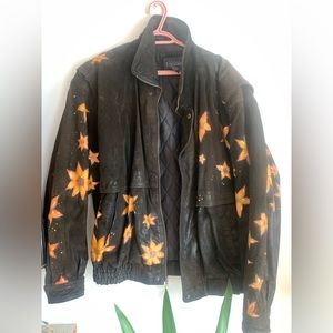 Hand painted suede leather jacket